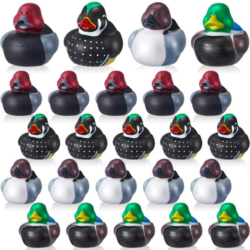 Deekin 24 Pcs Family Mallard Rubber Duck 2 Inch Cool Floating Decoy Rubber Ducks Adorable Soft Bathtub Decoy Bath Toys For Birthday Gift Nature Birds Lovers Cruise Party Hunting Decoration