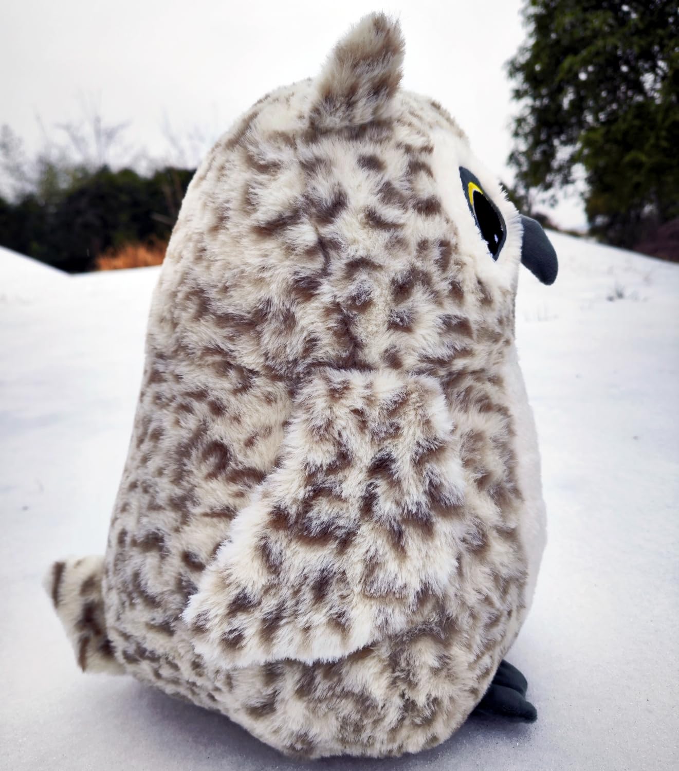 Ryttir 15.7" Chubby Snow Big Owl Plush Toy, Cotton, Yellow - Funny Owl Gift for Kids & Women, Adventure Decor