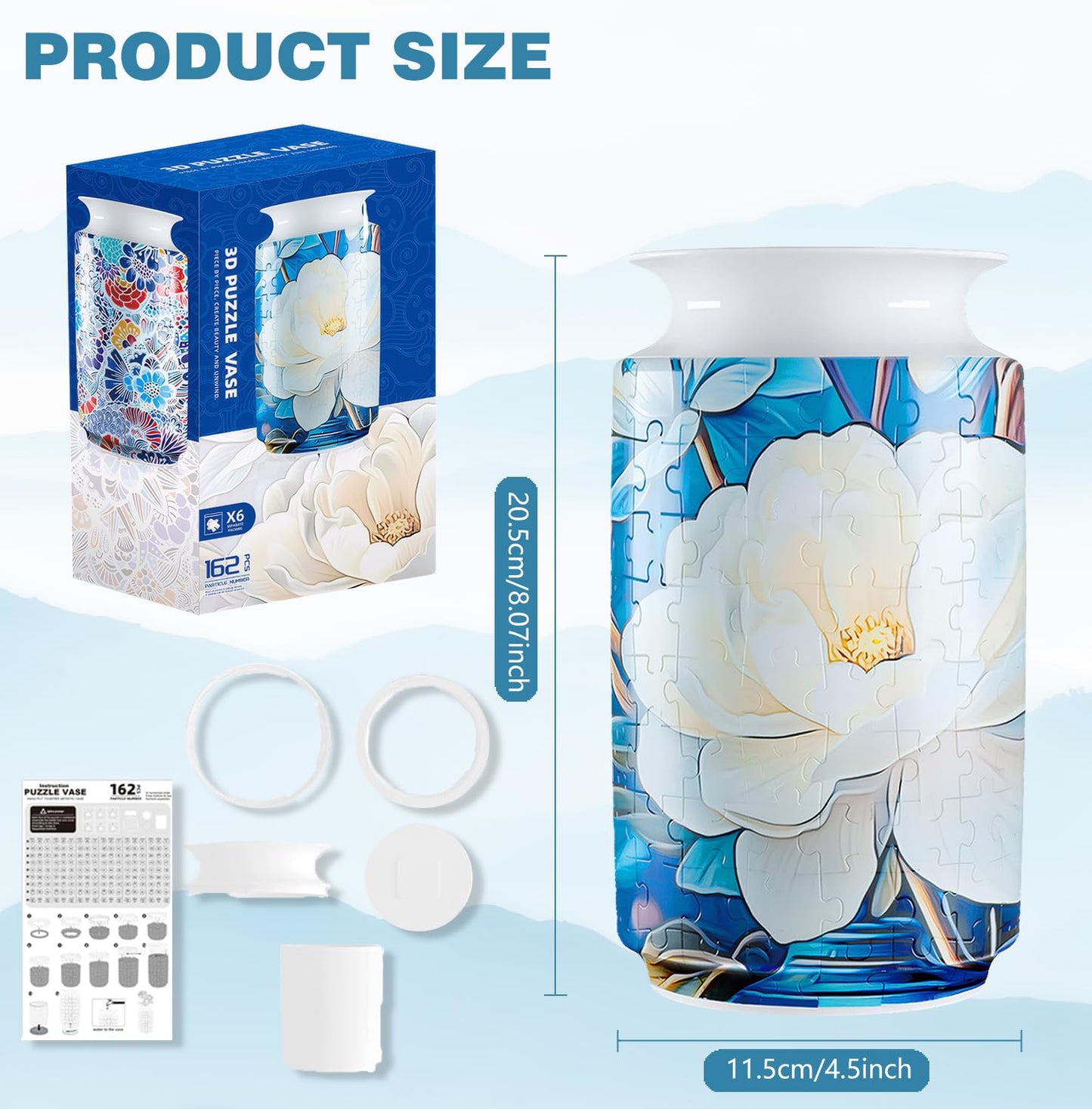 Yizhor Unique Flower Vase Puzzles for mature-themeds  162-Piece 3D Puzzle Planter Vases  Creative mature-themed Crafts for Women  DIY Gifts for Puzzle Lovers