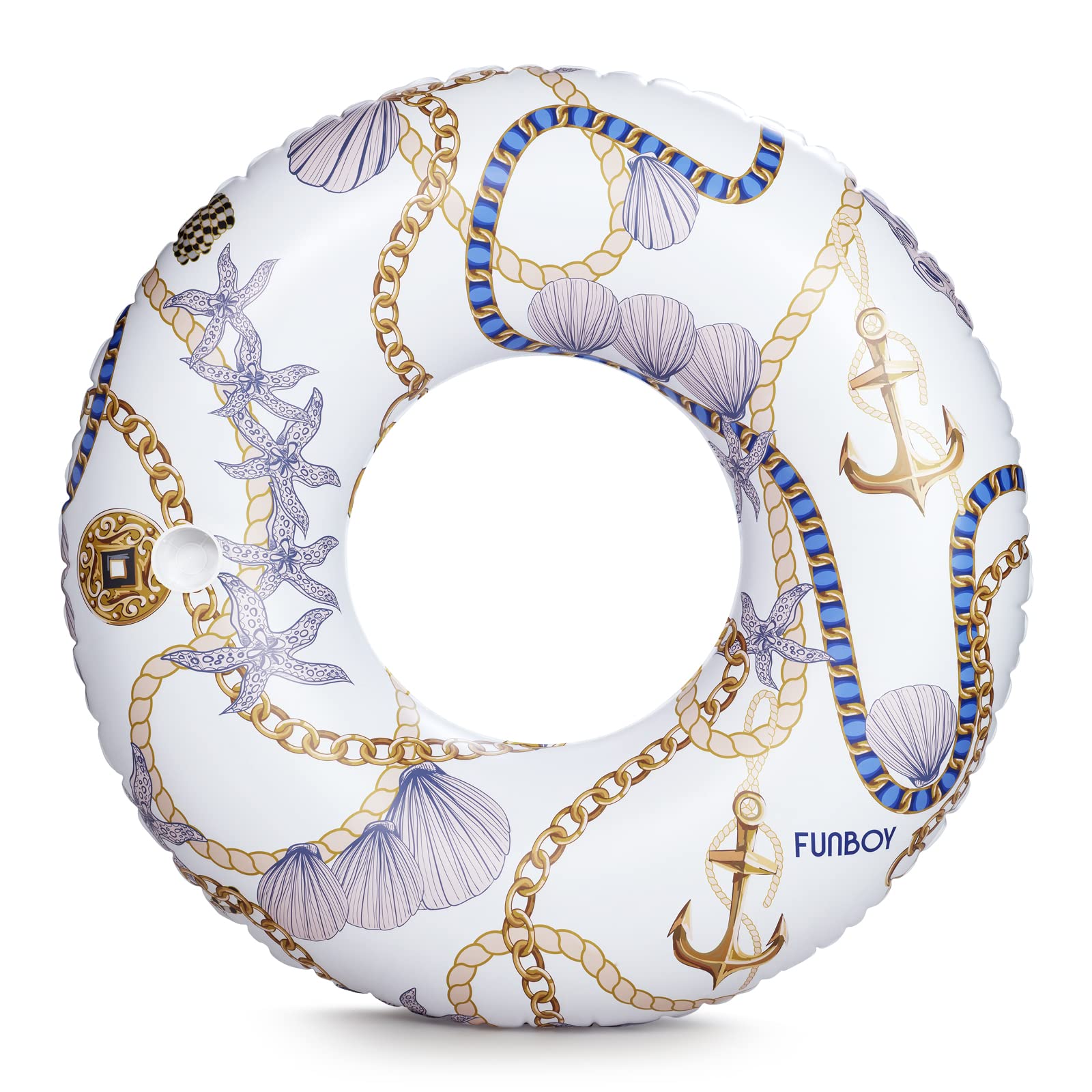 Funboy Giant Inflatable Nautical Tube Float, Donut Style Pool Float, Luxury Raft For Summer Pool Parties And Entertainment, Large