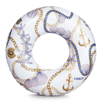 Funboy Giant Inflatable Nautical Tube Float, Donut Style Pool Float, Luxury Raft For Summer Pool Parties And Entertainment, Large