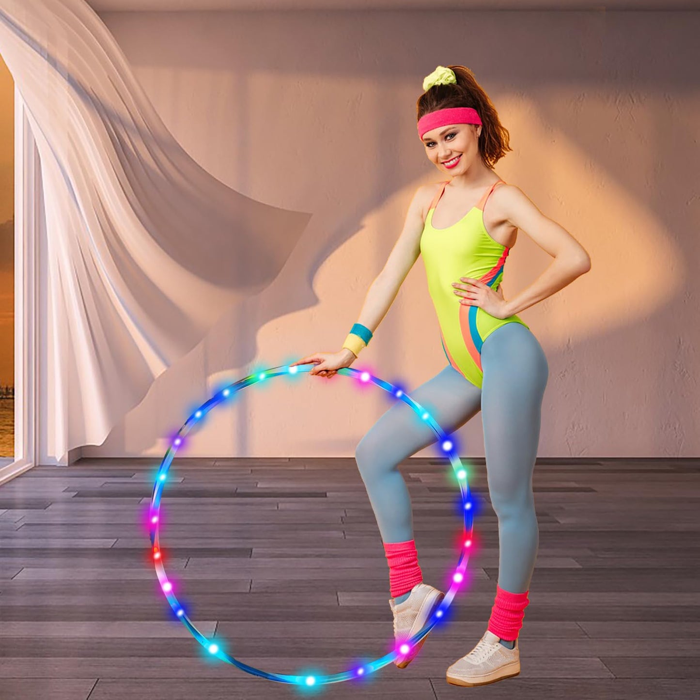 4Pack Led Hoops For Adults, 36In Fitness Equipment Weight Loss Auto Color Changing Strobe Glow Light Hooper Gift, 90Cm Hooper Ho