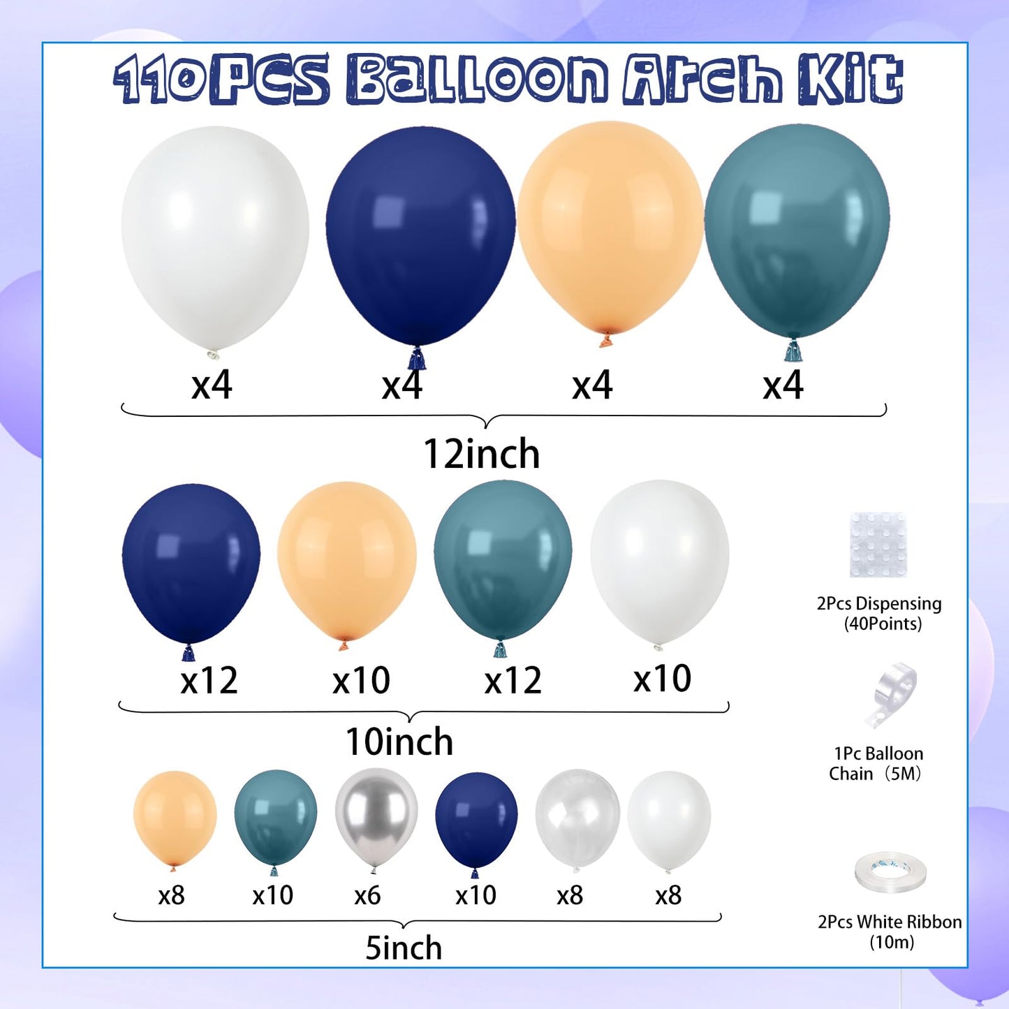 Ocean Theme Balloons Arch Kit, Under The Sea Balloon Garland Arch Kit, Retro Sea Blue Apricot Silver Party Balloons For Kids Boy