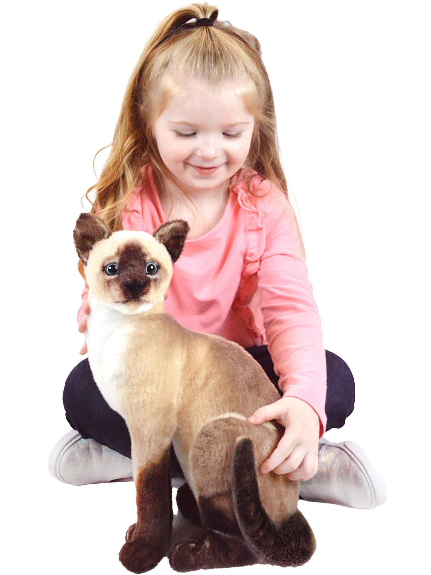 TigerHart 14 Inch Stuffed Siamese Cat Plush Toy - White Polyester Material