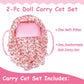 Rakki Dolli Doll Carry Cot Set, Sweet Dreams Soft Bassinet Doll Carrier Includes 1 Cot And 1 Pillow, Pink Flower Doll Bassinet,