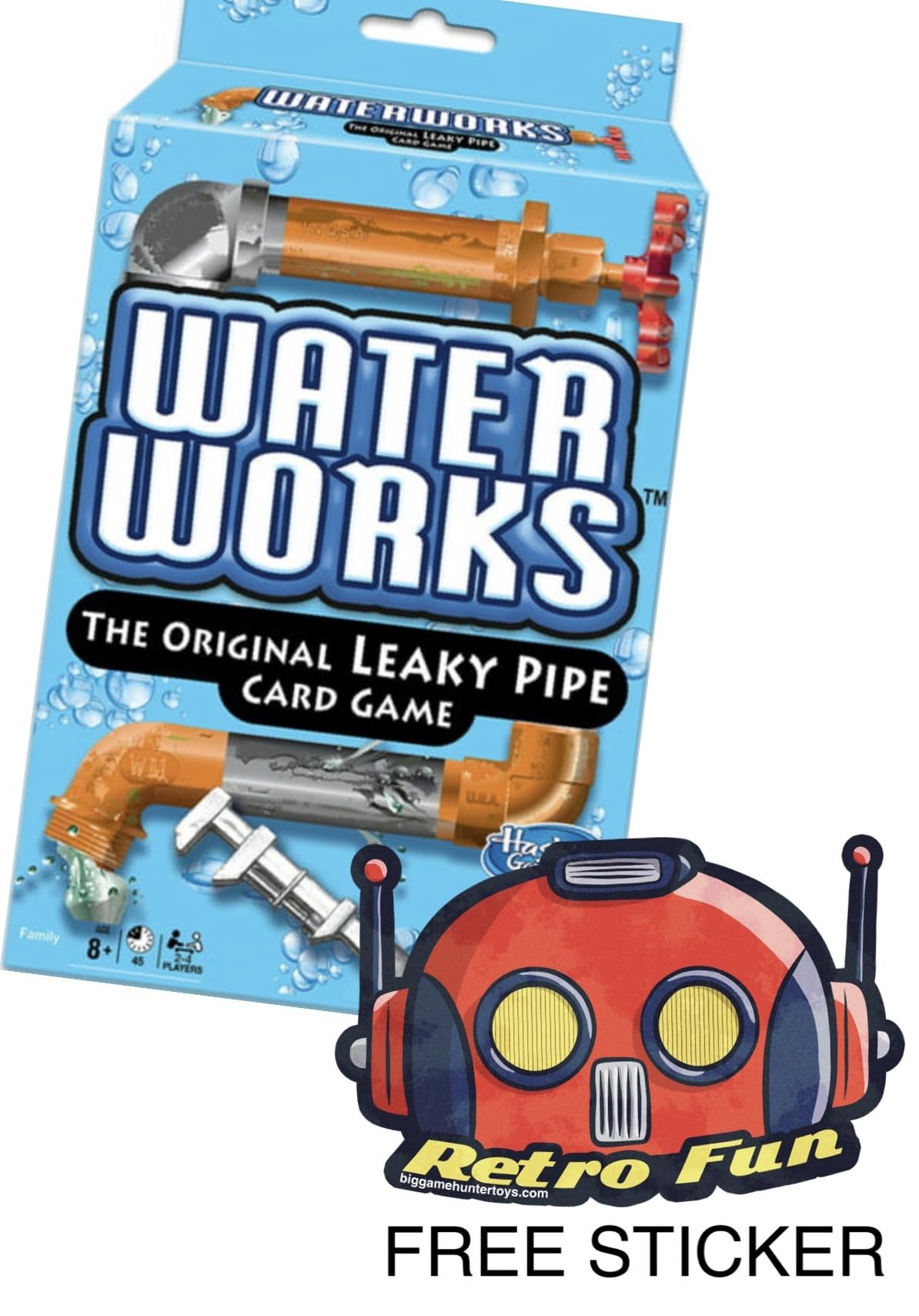Big Game Toys Water Works Card Game - Classic 1970s Metal Toy with Free BGT Sticker, Silver, Model 691035032922