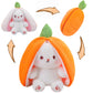 Miaodam 13.7 Inch Easter Bunny Stuffed Animal, Kawaii Squishy Cute Easter Bunny Plush Turn Into Rabbit Fruit Doll Carrot Strawberry Pillow, Plushies Funny Bunny Toy For Baby