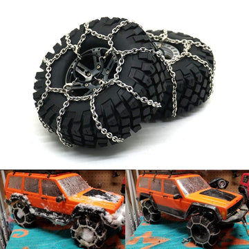 Rclions 4Pcs Steel Rc Snow Chains Anti-Skid For 1.9Inches 114Mm Wheel Tyre Trx4,Scx10,Scx10-Ii 1/10 Crawler Truck Car