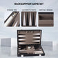 GSE enhanced Leather Backgn Board Game Set  Classic Backgn Game Set with Leather Case  Travel Folding Board Game (Black&Grey  Small)