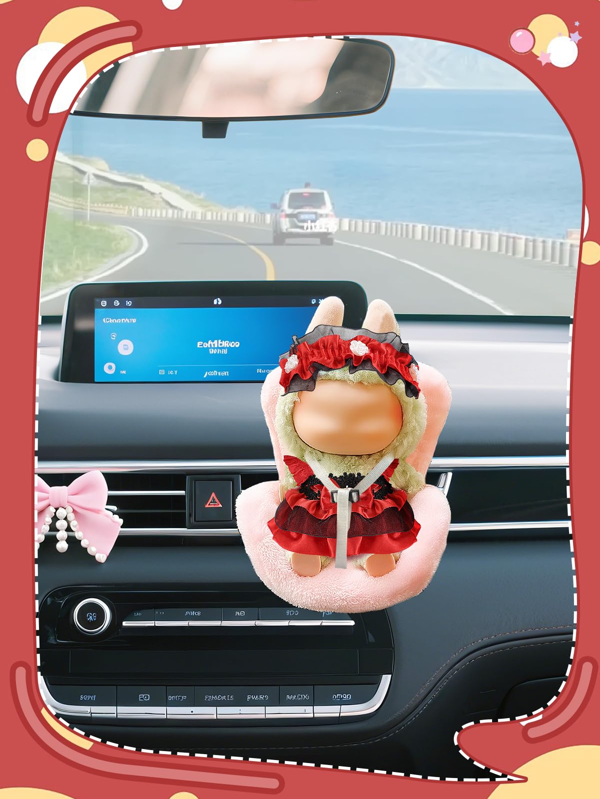 Unique Clothes Set for 17cm Dolls - Cool Red Lace Dress & Headband Outfit Accessories for Dress Up Dolls Play & Collector Displa