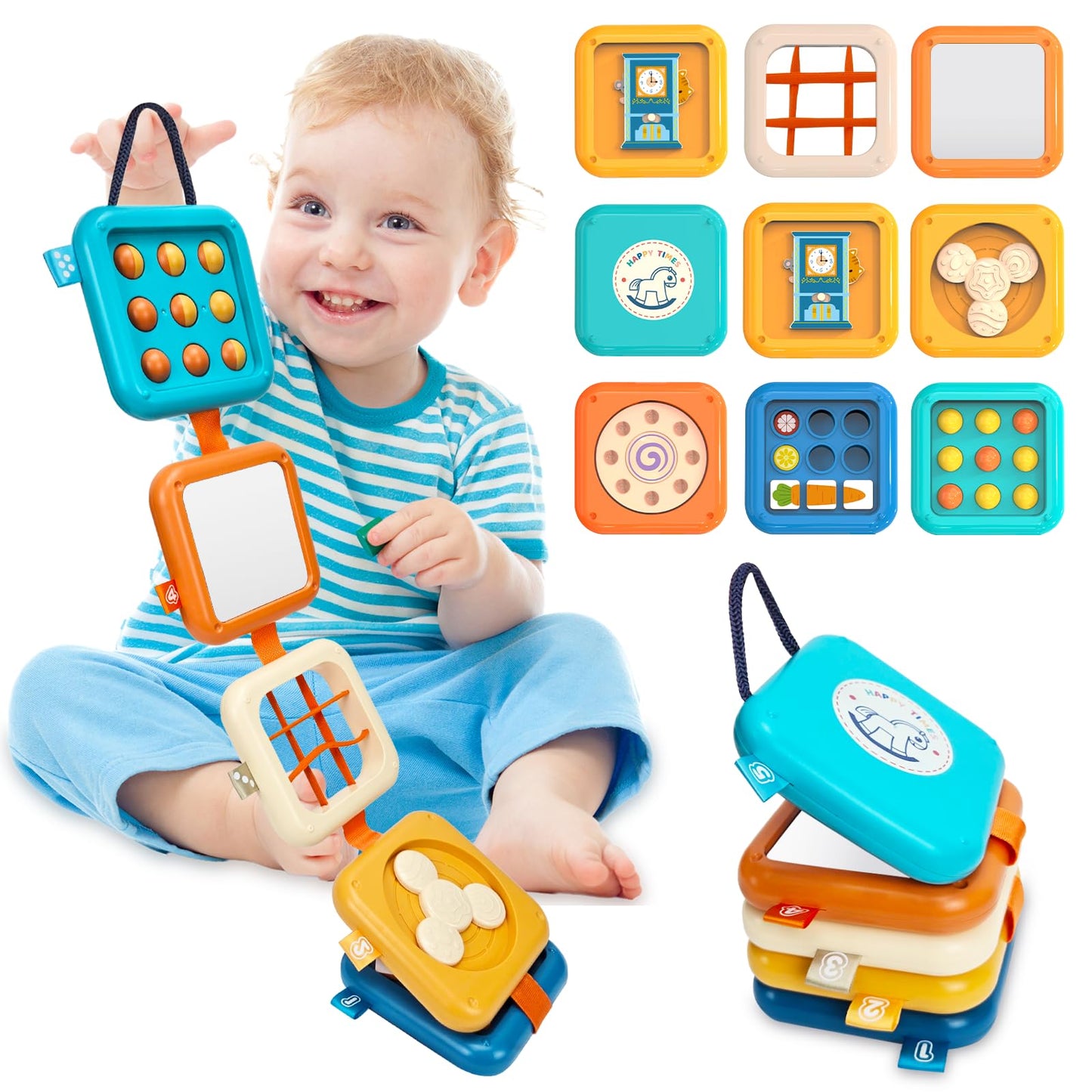 weirtoya Busy Board for 1 Year Old - Multicolor Montessori Travel Toy, Small Plastic Activity Cube for Toddlers, Model DDL-002