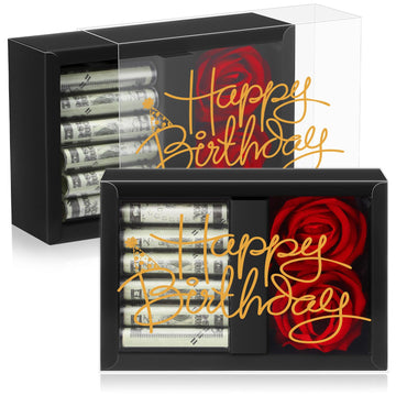 Croblissful Valentine'S Day Money Box For Cash Gift Happy Birthday Money Gift Box For Cash Gift With 2 Velvet Rose Flower 6 Acry