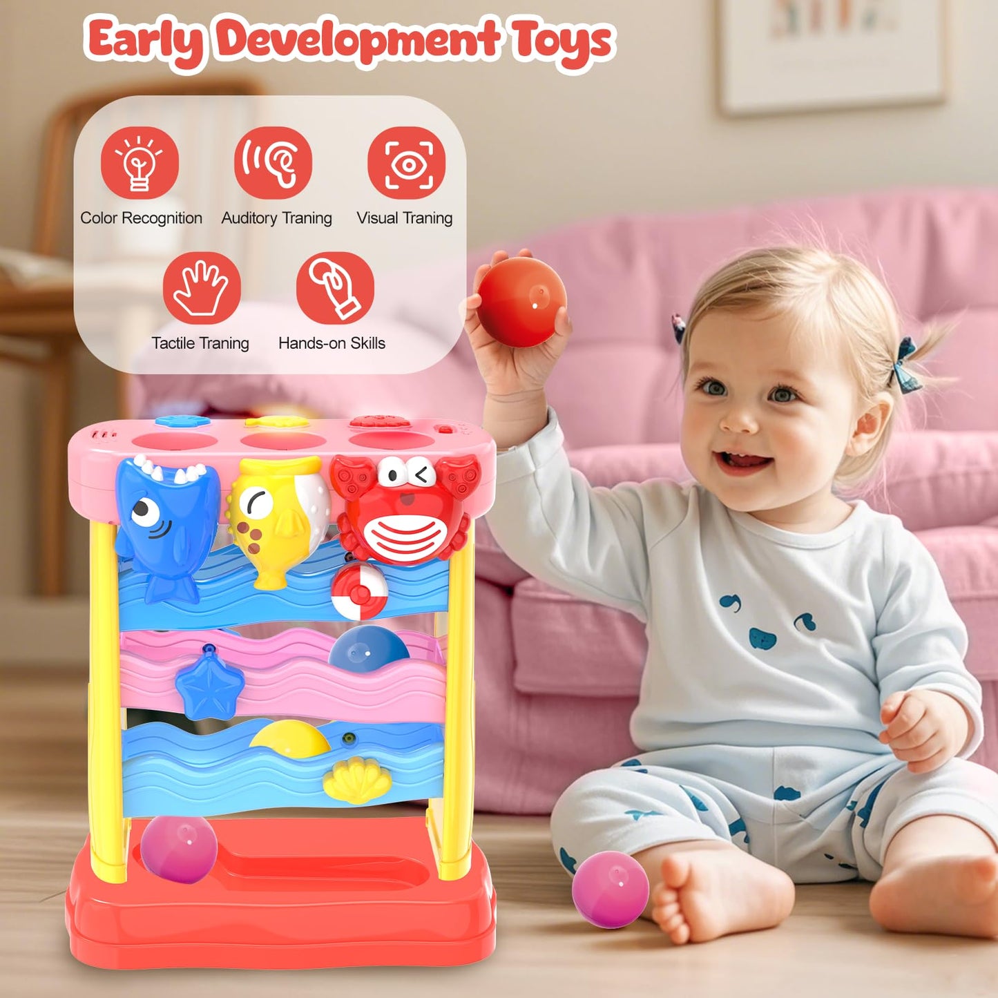 Aurotops Toddler Toys Interactive Musical Baby Toys, Light & Sound Montessori Toys For 1 2 3 Years Old, Learning Toys For Toddlers 1-3, Birthday Gifts For Baby Boys Girls Ages 1 2 3 4 5 Years