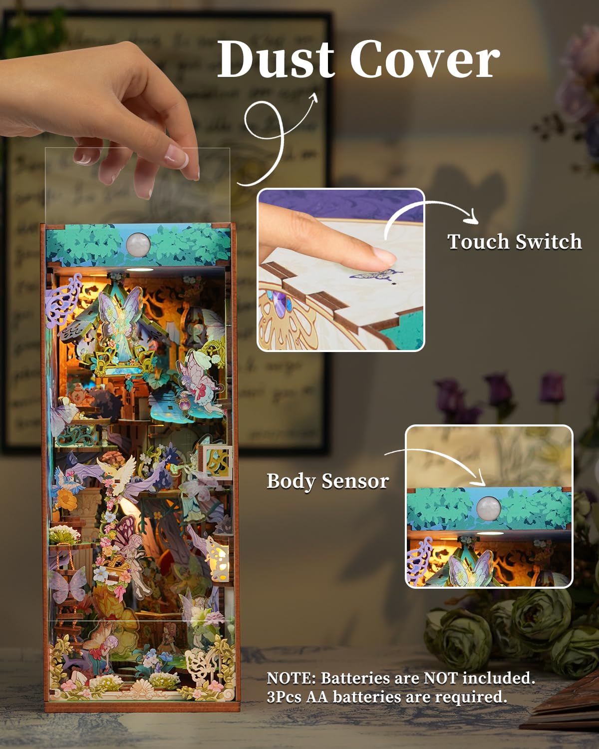 Tonecheer Tonecheer X British Library Diy Book Nook Kit,Shakespeare 3D Wooden Puzzle For Adults,Miniature House Booknook Bookshe