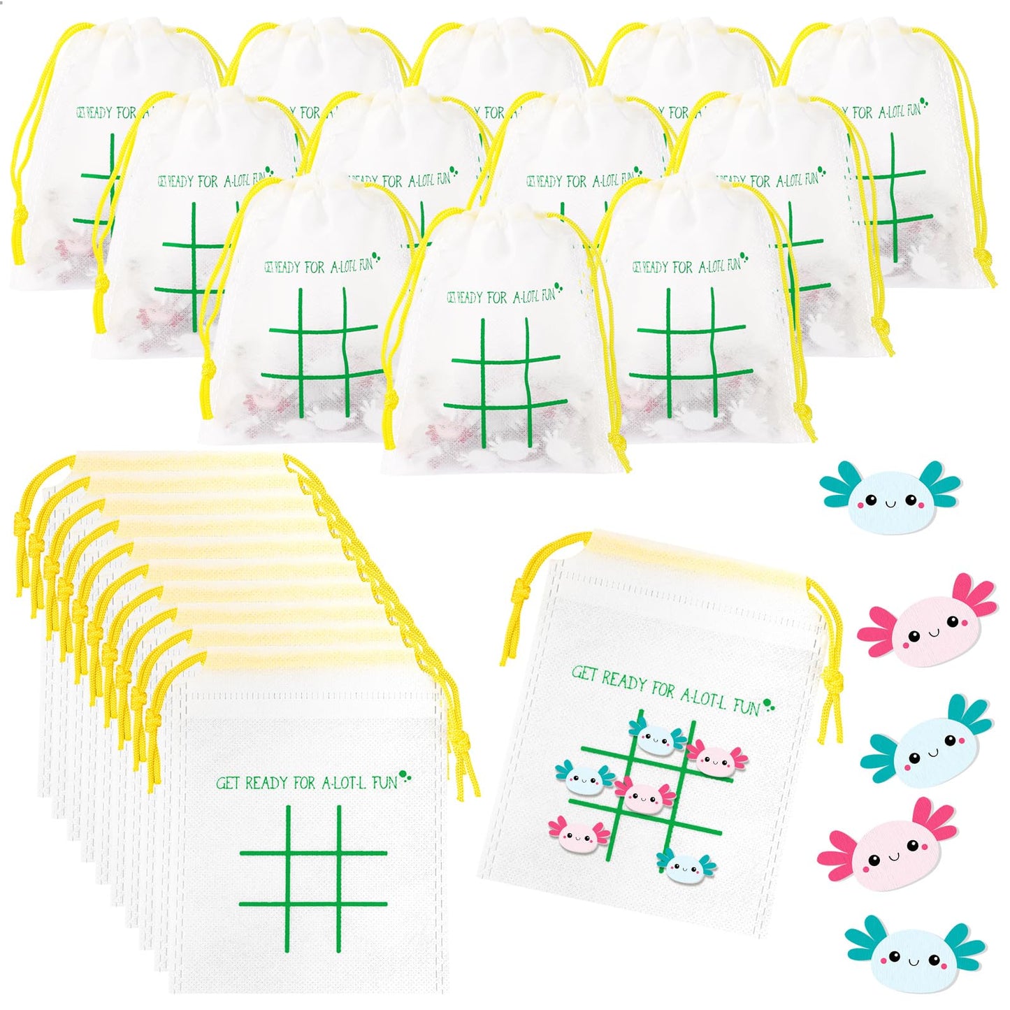 Sotiff 36 Set Tic Tac Toe Games Bulk Axolotl Party Favors Axolotl Tic Tac Toe with Bag Animal Birthday Party Gifts Classroom Exc