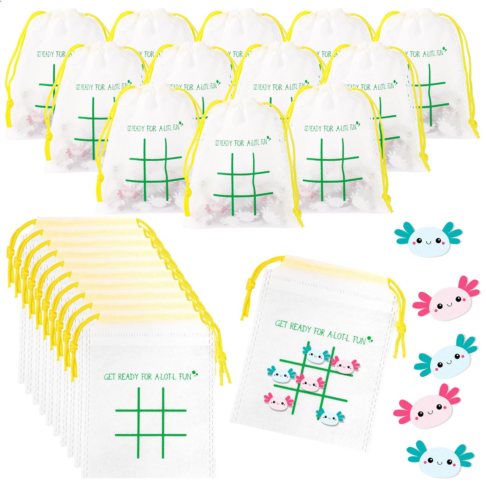 Sotiff 36 Set Tic Tac Toe Games Bulk Axolotl Party Favors Axolotl Tic Tac Toe with Bag Animal Birthday Party Gifts Classroom Exc