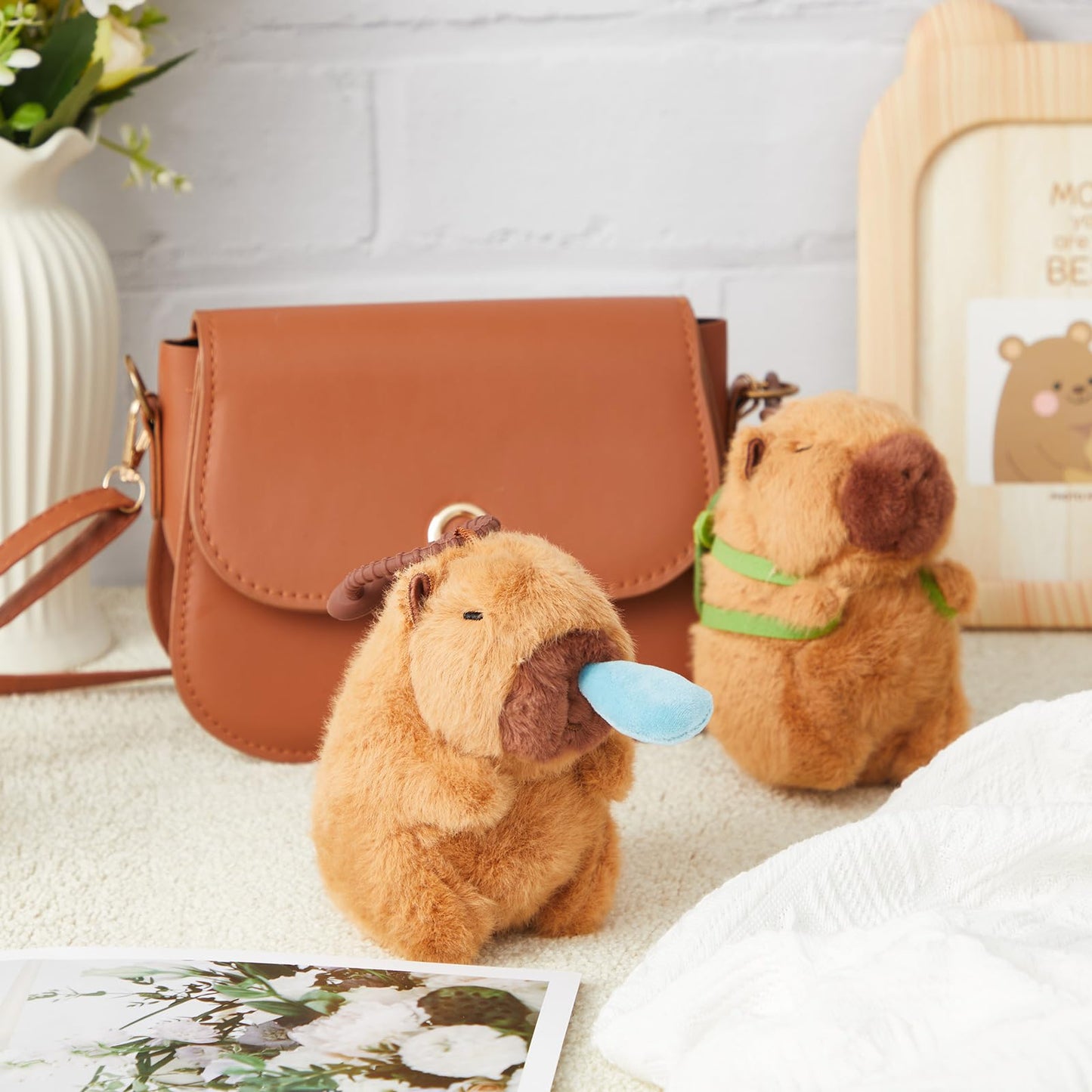 Simgoing 2 Pcs Capybara Plush Keychain Valentines Day Gift Capybara Stuffed Animals Toy Capybara Pendant For Party Valentine'S G