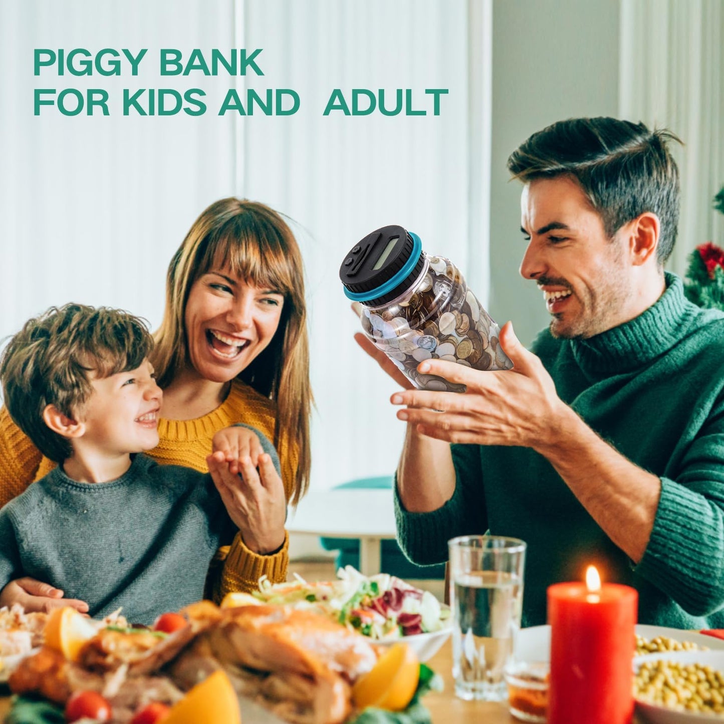 Qiekaka Coin Bank For Saving Money Digital Coin Counter, Piggy Bank For Adults Kids, Coin Jar With Change Counter For Counting S