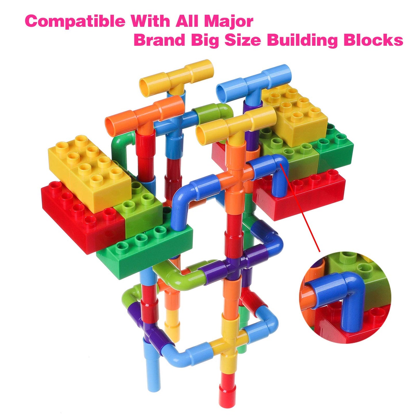 Burgkidz 426 Pieces Toy Pipe, Creative Stem Tube Locks Construction With Wheels And Mini Baseplate, Interlocking Educational Sensory Kit, Preschool Learning Toys For Boy And Girls Ages 3+