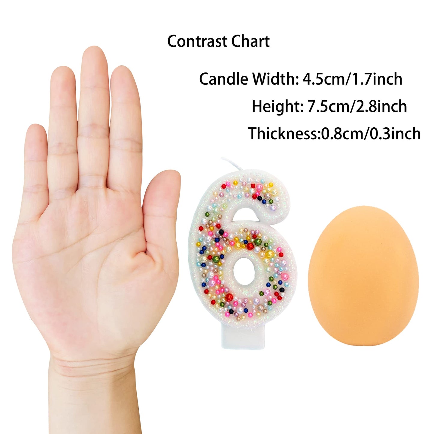 Birthday Candles, Pearl Sequin Number Candle Party Supplies (number-6)