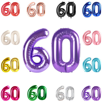 60 Balloon Number, Purple Number 60Th Birthday Balloons 40 Inch, 60 Years Old Purple Birthday Decorations For Men Women, 60Th An