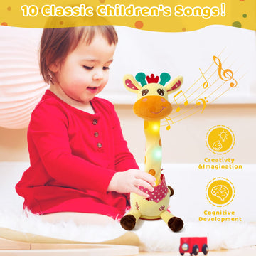 Emoin Giraffe Stuffed Animal Baby Toys 6 To 12 Months Giraffe Toys Singing 10 Children'S Songs Dancing Giraffe Light Up Toys Repeat What You Say Giraffe Gifts For Toddlers 1-3 Years Old