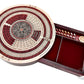 House of Cribbage 10" Round Cribbage Board - Maple/Bloodwood, 4 Tracks, Push Drawer, Maroon
