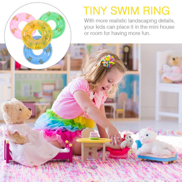 SAFIGLE 45 Pcs Mini Inflatable Swim Rings Photo Props - Assorted Color Pool Float Toys for Dollhouse Decor  DIY Mini House Accessories  Party Decorations  Baby Playthings  and Photography Setup