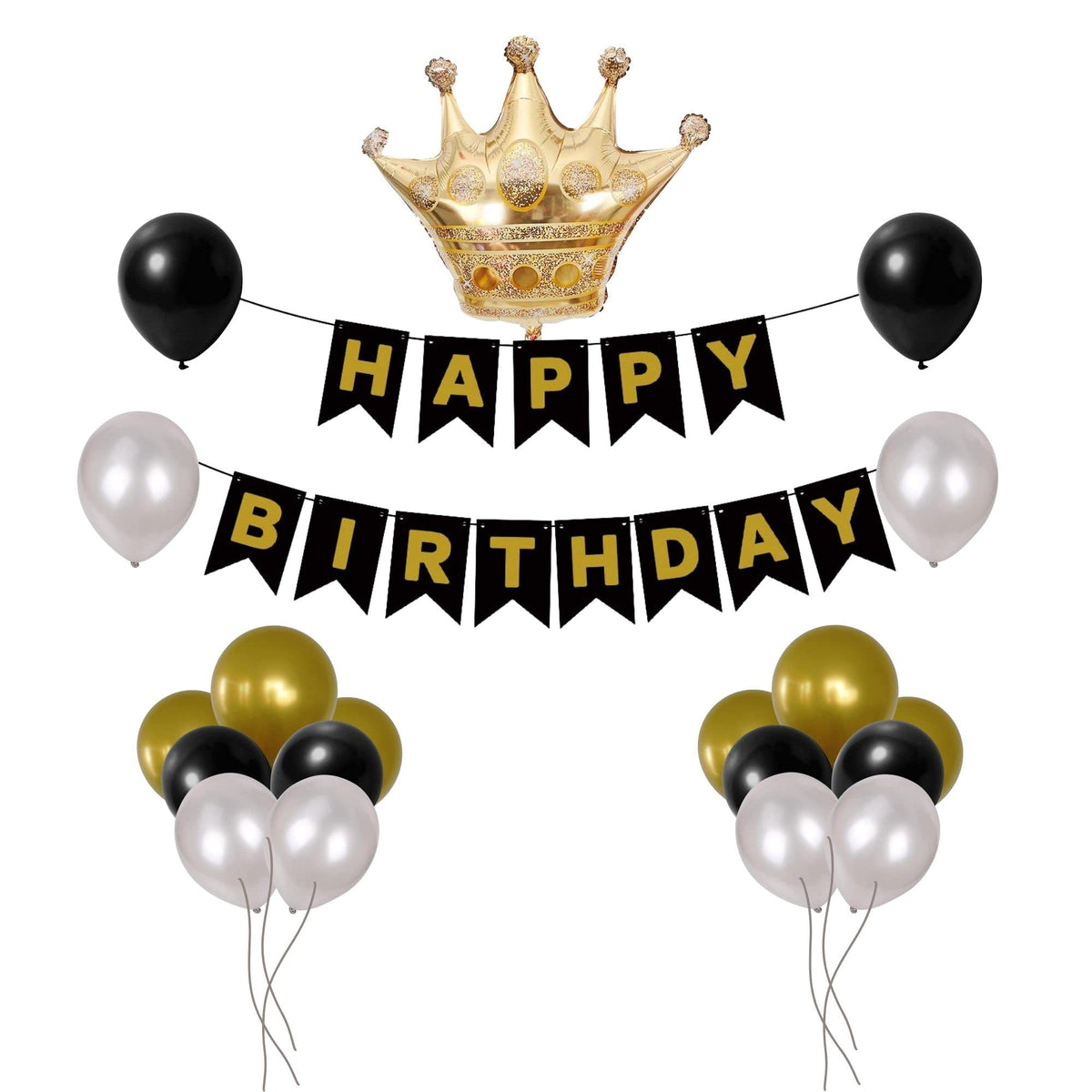 99PCS Birthday Decoration for Boys Garland Kit With Happy Birthday Dangler Confetti Silver/Pastel Blue/Metallic Silver & White B
