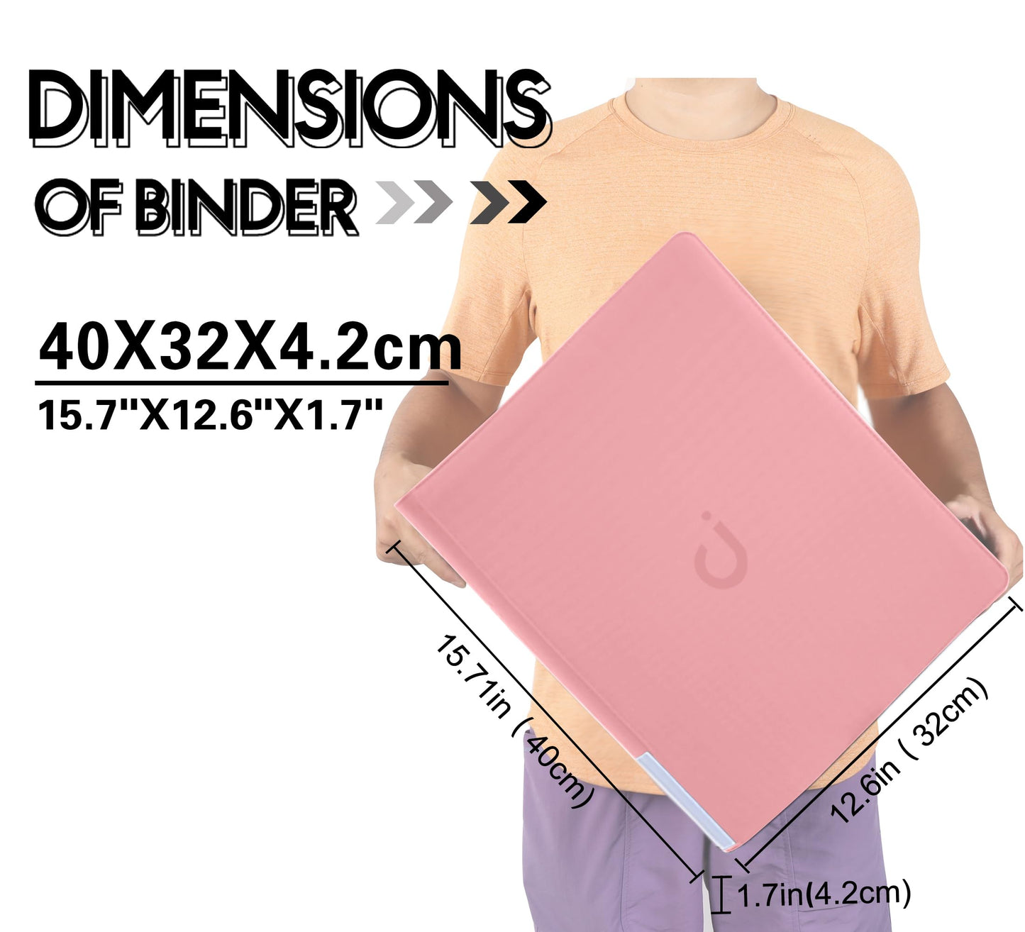 D DACCKIT Toploader Binder  Holds 288 Toploaders - 9 Pocket Top Loader Binder for 3 x 4 Rigid Card Holders for Trading Cards or Sports Cards - Model C Light Pink