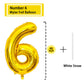 6 Number Balloon Gold 40 Inch Big Foil Mylar 6Th Balloons For 6 Year Old Boy Girl Birthday Party Decorations Wedding Anniversary