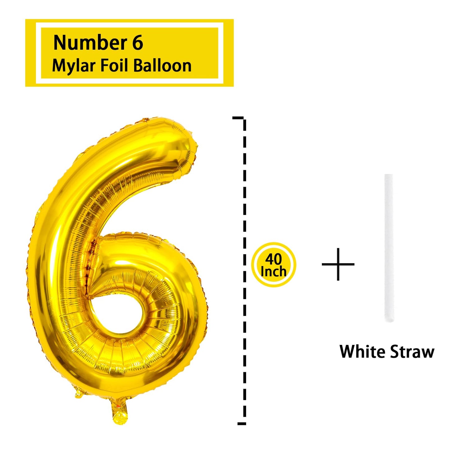 6 Number Balloon Gold 40 Inch Big Foil Mylar 6Th Balloons For 6 Year Old Boy Girl Birthday Party Decorations Wedding Anniversary