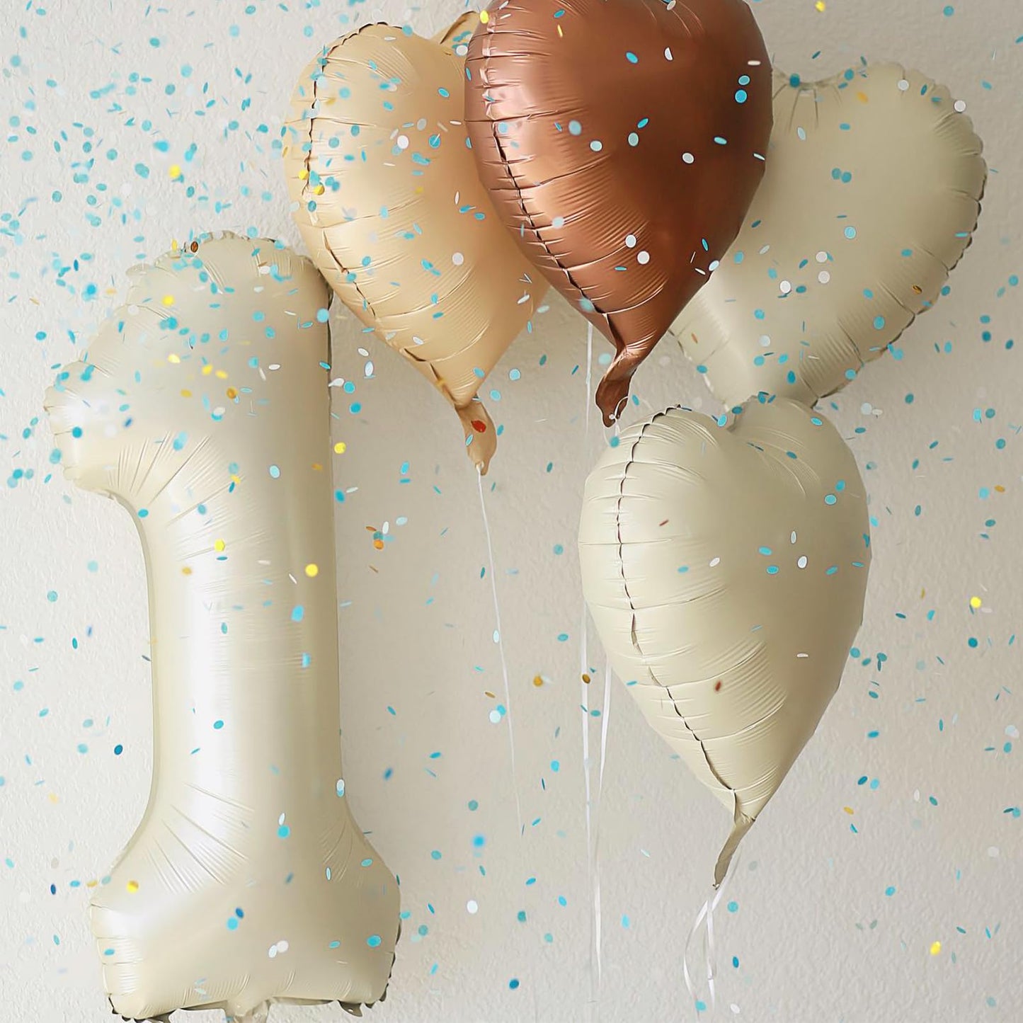 Number 1 Balloon Beige,40 Inch Large Cream White Letter One Foil Word Balloons Giant Aluminum For Boys Girls First One Year Old