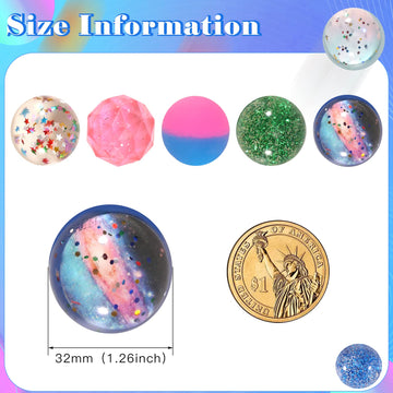 Ayfjovs 20 Pieces 5 Styles Bouncy Balls, 32Mm Rubber Balls, Small Bouncy Balls For Kids Party Favors, Prizes, Easter Goodie Bags Stuffers, Birthday Party
