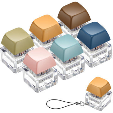 Taiyin 6 Pcs Keyboard Fidget Toy Fidget Clicker Keyboard Keychain Decompression Toys Button Stress Relief Gifts for mature-themed to Relief Stress Pass The Time (Morandi Colors)