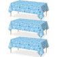 3 Pieces Snowflake Christmas Tablecloth, Plastic Ice Blue and White Winter Wonderland Table Cover for Holidays, 54x108 inch