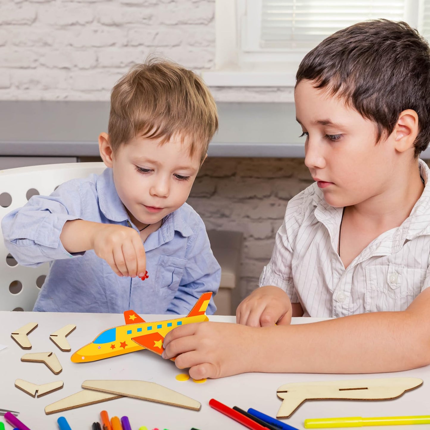 Fennoral 12 Pack Wooden Airplane Craft for Kids Make Your Own 3D Airplane kit for Boys Girls DIY Paint Wood Planes for School Ar