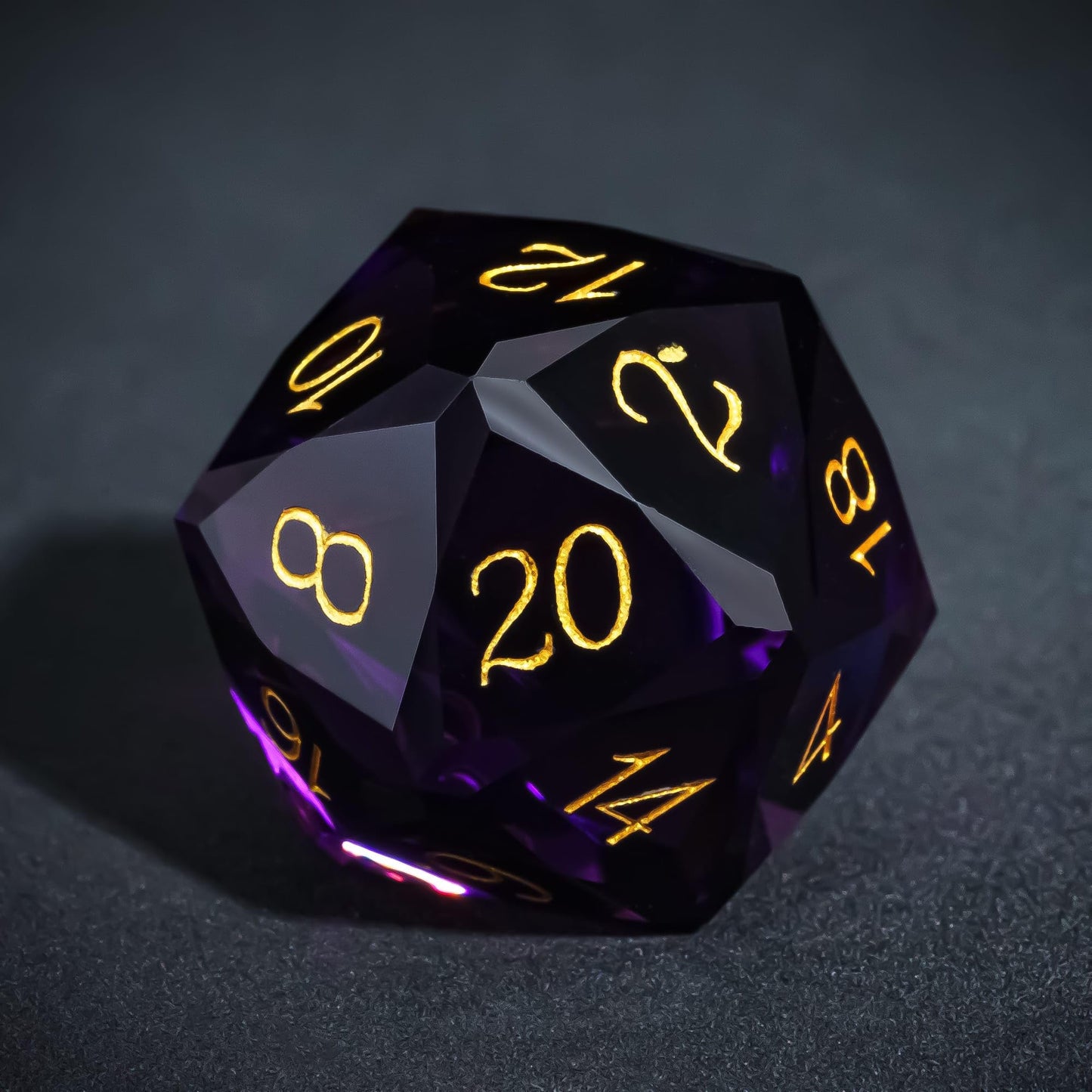 Udixi 7-Piece Glass Dice Set D&D, Multifaceted Diamond-Cut Glass Dnd Dice For Dungeons And Dragons Rpg Tabletop Games (Purple)