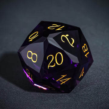 Udixi 7-Piece Glass Dice Set D&D, Multifaceted Diamond-Cut Glass Dnd Dice For Dungeons And Dragons Rpg Tabletop Games (Purple)
