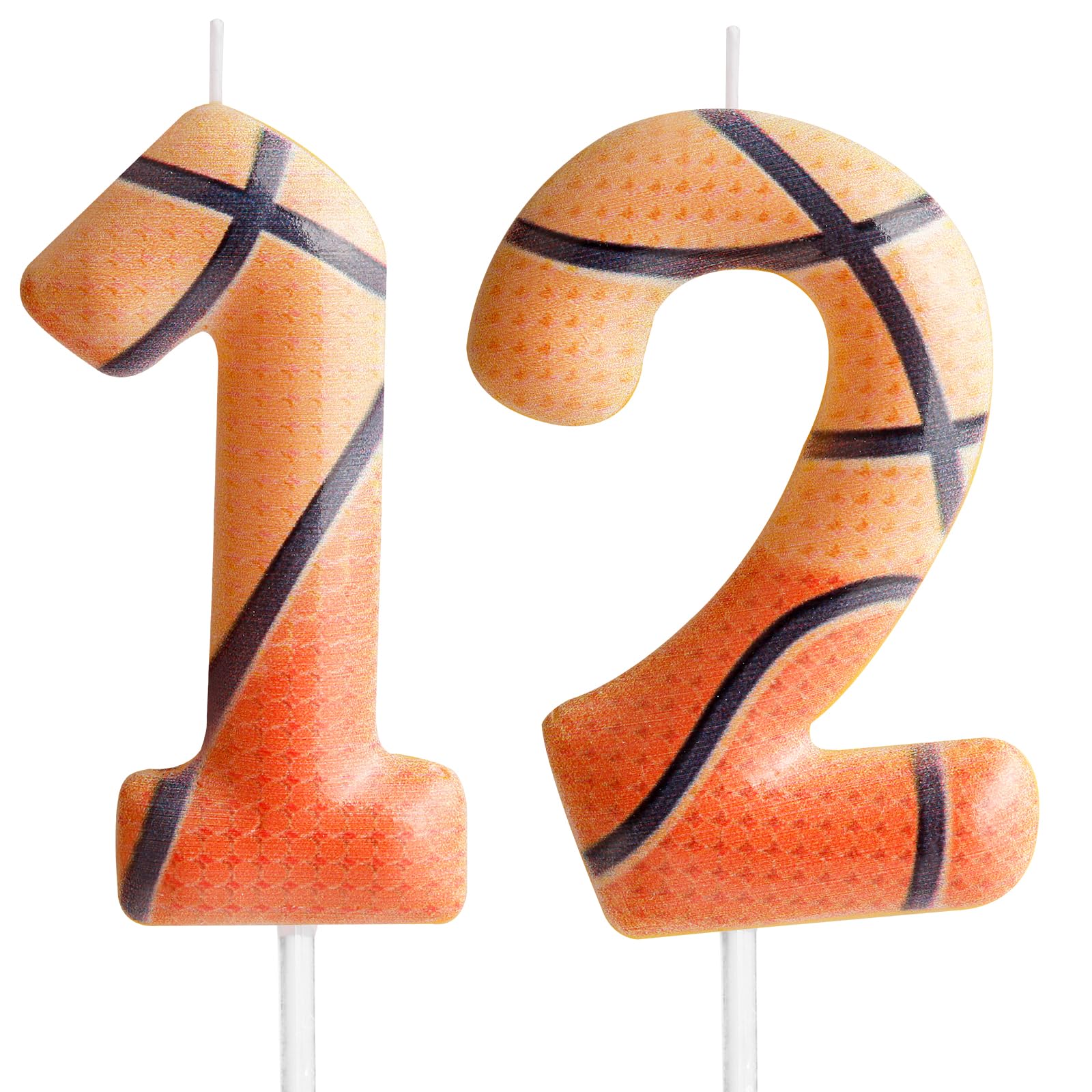 Zi Lan Basketball 12th Birthday Candle Brown Basketball Themed Cake Candles Happy Birthday Party Cake Topper for Boy Girl Kid Sp