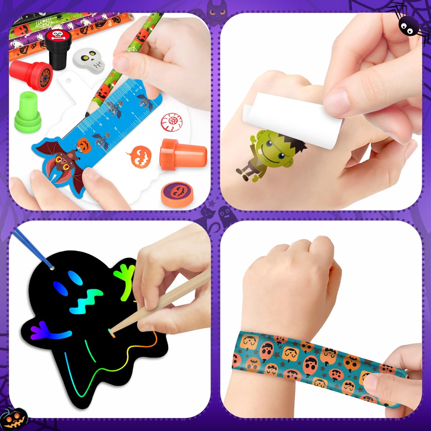 192PCS Halloween Party Favors Gift for Kids, 24 Pack Halloween Stationery Gift Set for Trick or Treat, Goody Bags Fillers Party
