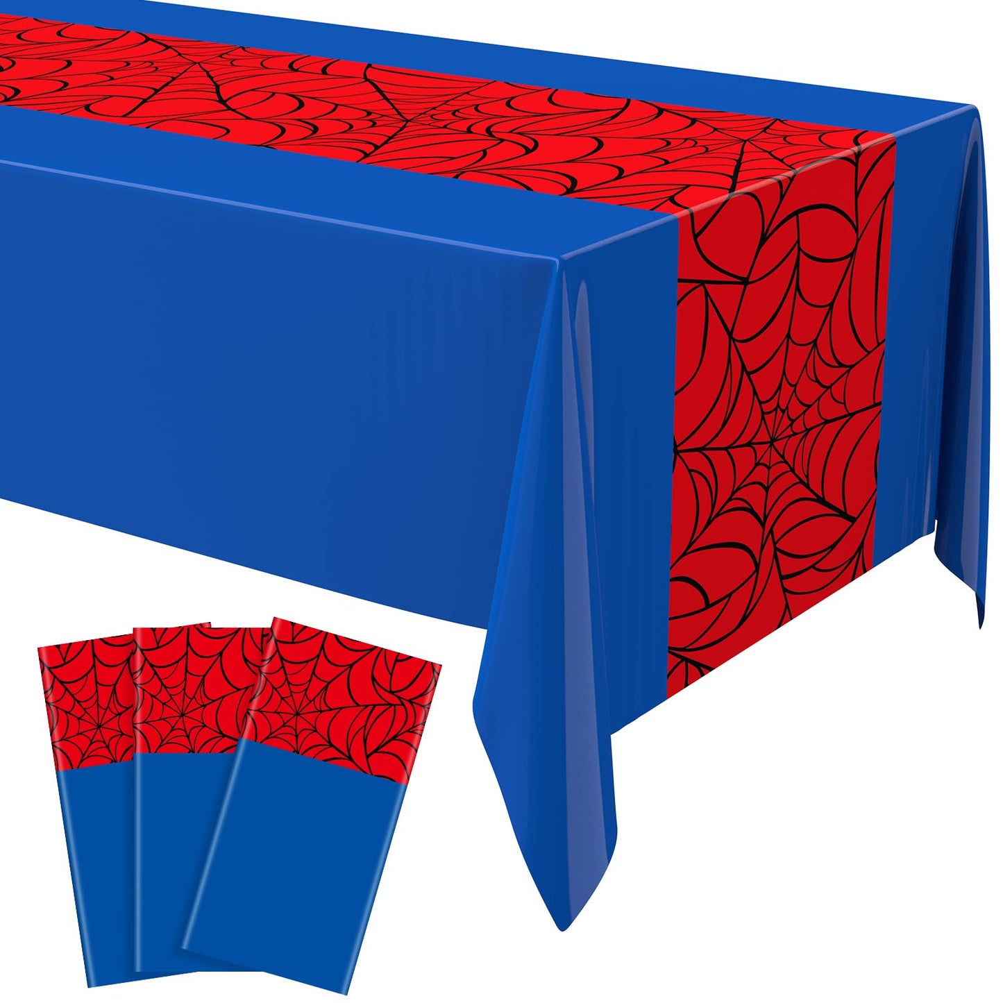 Remagr 54 x 108 Inch Halloween Spider Birthday Party Tablecloth Plastic Disposable Hero Table Cover Large Plastic Rectangular Ta