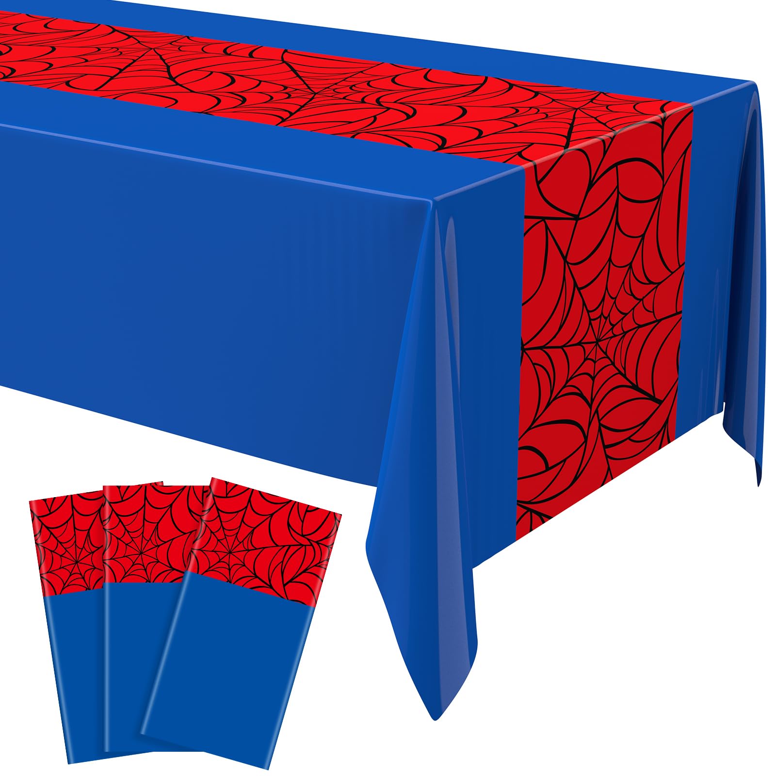 Remagr 54 x 108 Inch Halloween Spider Birthday Party Tablecloth Plastic Disposable Hero Table Cover Large Plastic Rectangular Ta