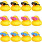 Chivao 12 Pcs Rubber Ducks With 12 Sunglasses/ Hats/ Headwear/ Scarf Small Cruise Ducks In Bulk Mini Rubber Duckies Bathtub Toys For Valentine'S Day Gift Hide(Yellow, Duck With Colored Glasses)