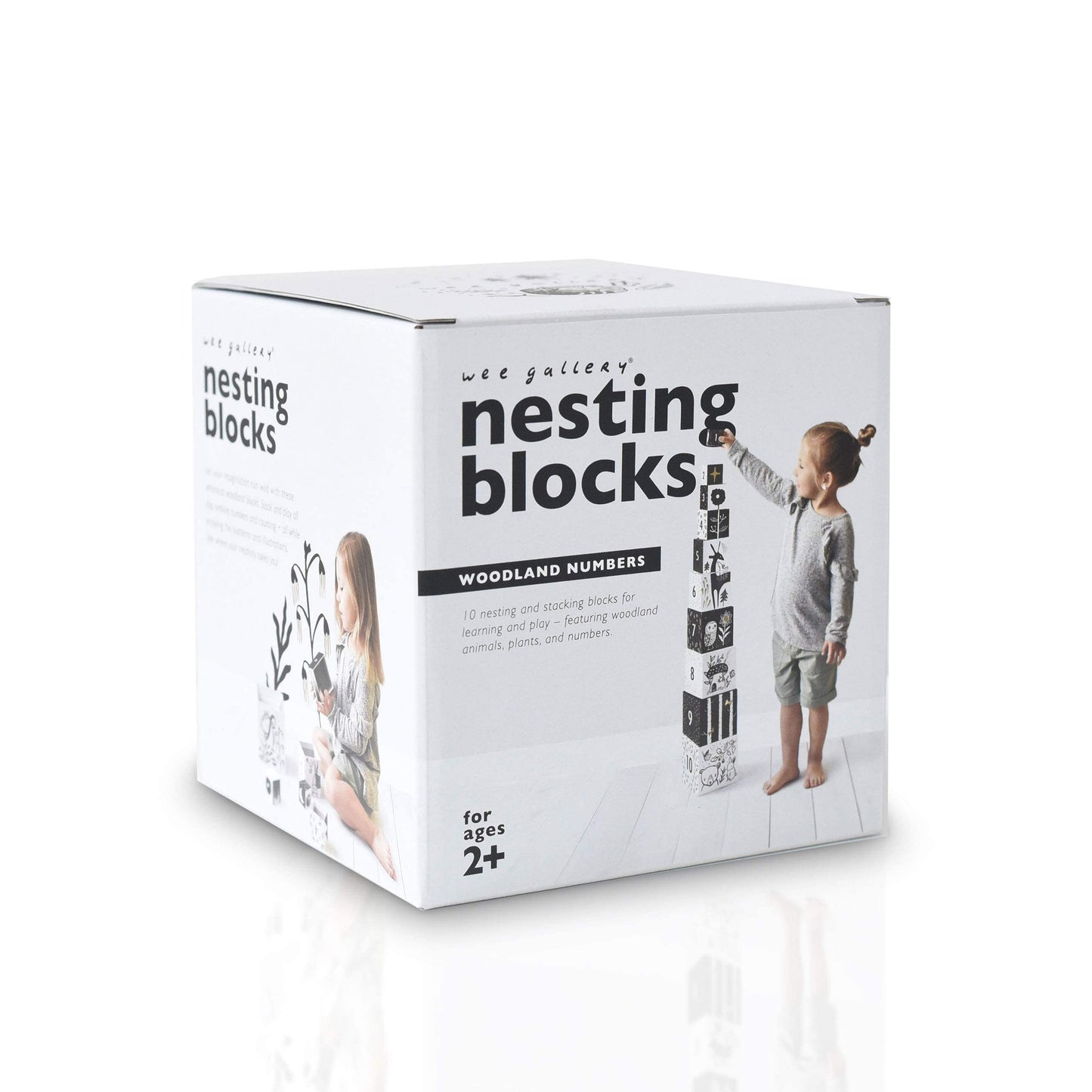 Wee Gallery Nesting Blocks - Woodland Animals And Numbers, Black And White Stacking And Building Toy For Toddlers And Kids, Motor Skills, Creative Play And Problem Solving For Children (Age 2 And Up)