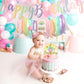 Pastel Rainbow High Chair Banner For 1St Birthday Decorations First One Birthday Party Girl With Cake Topper