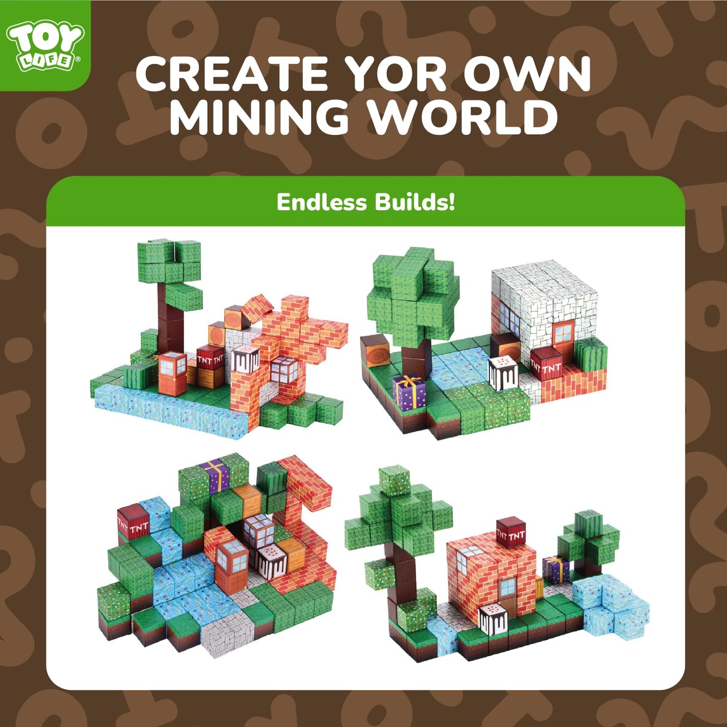 Magnetic Blocks, 108 Pcs Build Mine World Magnet Building Blocks Set for Kids Age 3+ Year Old Boys Girls, Magnetic Construction