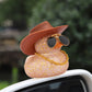 Wonuu Car Dashboard Rubber Duck Ornament, Car Decoration Colour Ducks Accessories With Mini Hat Necklace And Sunglasses, G-Brown