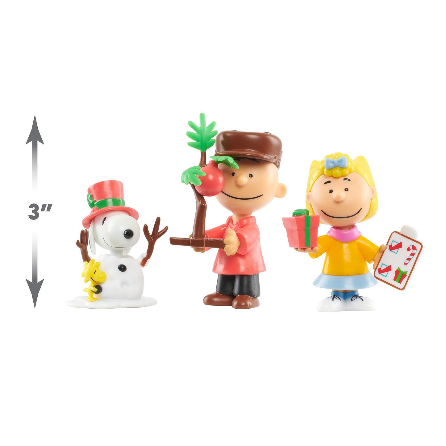 Peanuts 3-Piece Figure Set, Includes Characters Snoopy With Woodstock, Charlie Brown With Tree, And Sally With Present, Kids Toys For Ages 3 Up By Just Play