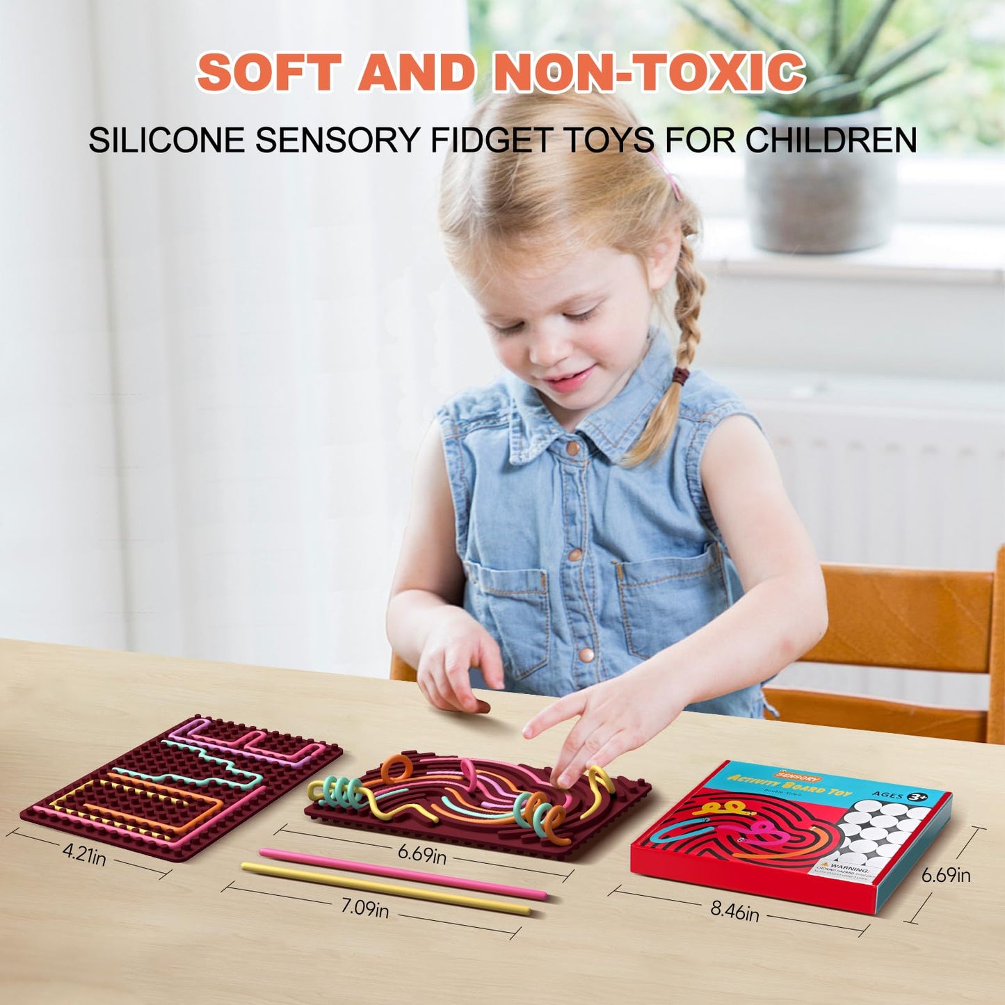 Sensory Fidget Toys For Kids,Silicone Sensory Activity Board For Stress, Anxiety, Adhd & Autism, Soft Worry Toys For Calm Down C